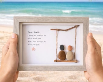Gift For Bestie, Friend Pebble Art, Sister Gift, Personalised Friendship Gift, Framed pebble art, Mum Presents, Best Friends Gift,Pebble art