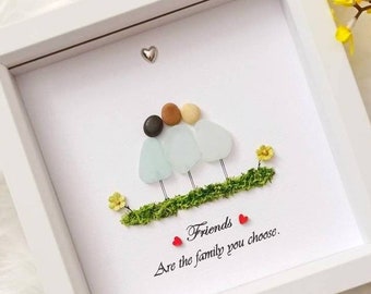 Best Friend Gift, friendship Gift, Sea Glass Art, Friend Gift, Bestie Gift, friend birthday Gift, Pebble Art Picture, Pebble Gift For Her