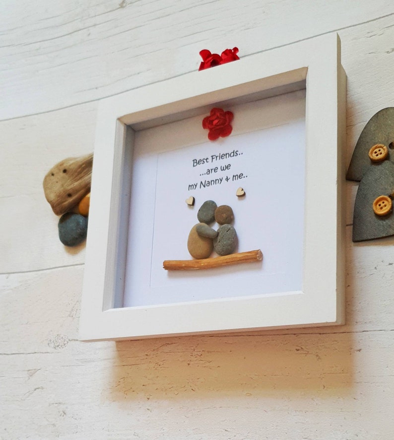 Pebble Art Gift For mom,Handmade Wall Art,Thanksgiving Gift For Nan Christmas Gift for nanny Grandma gift Personalised Grandparents Gift