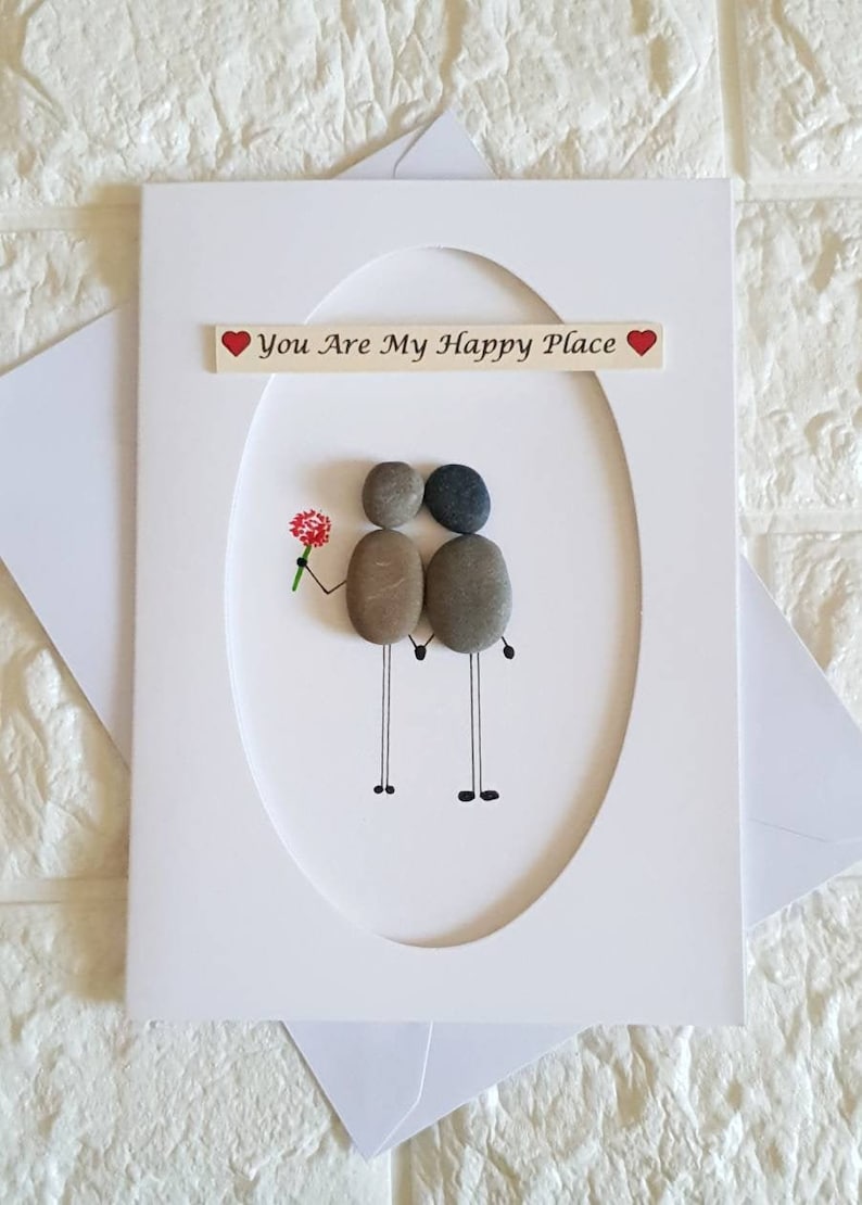 Handmade Valentine Pebble Art Card: Unique Love Card image 2
