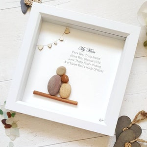 My Mum Pebble Art Picture, Mum Gift From Daughter /Son, Mum Birthday Mother&#39;s Day Pebble Art Gift, Family Pebble Mummy Mom Birthday Present.