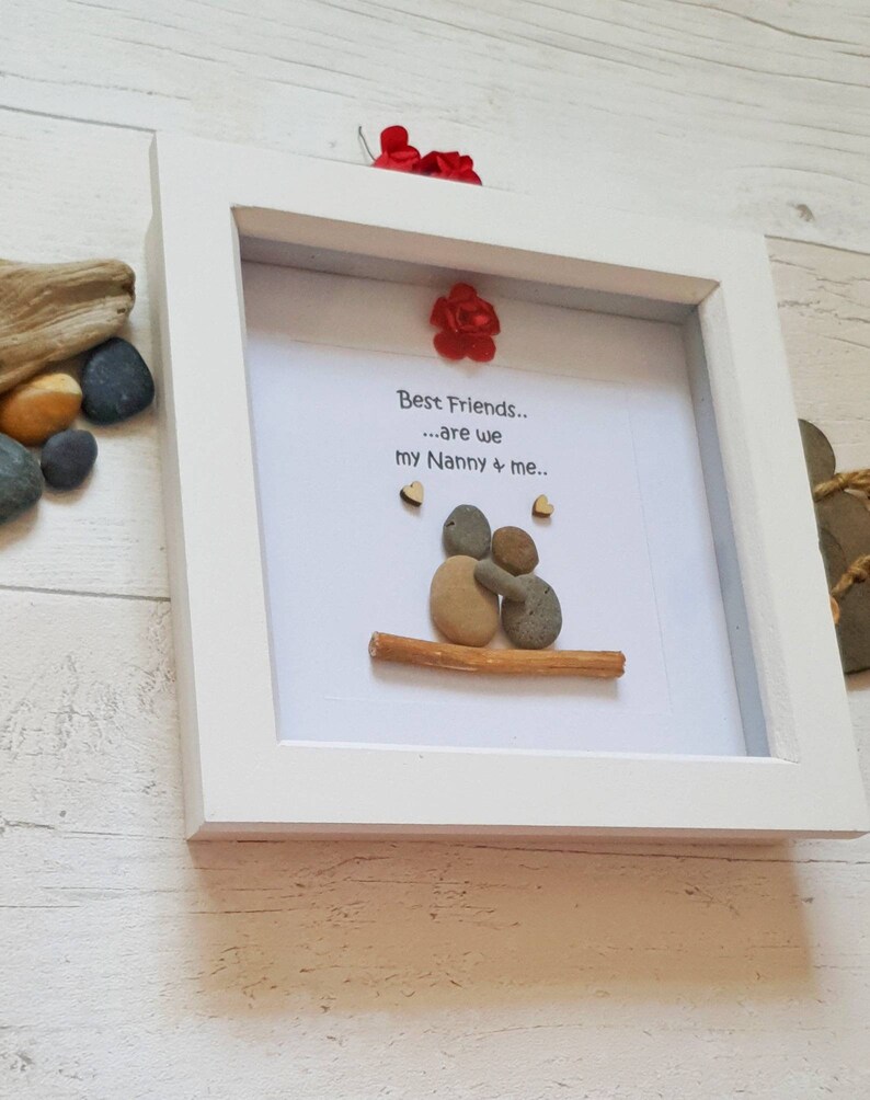 Pebble Art Gift For mom,Handmade Wall Art,Thanksgiving Gift For Nan Christmas Gift for nanny Grandma gift Personalised Grandparents Gift