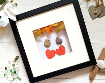 Personalised Engagement Gift, Anniversary Pebble Art Frame, Personalised Pebble Art Picture,  Engagement Pebble Picture, Proposal Gift,