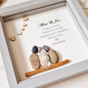 Parents Of The Bride Gift, Personalised Wedding  Pebble Art  From Daughter, Mother of the Bride Gift, Parents Wedding Gift, wedding Keepsake