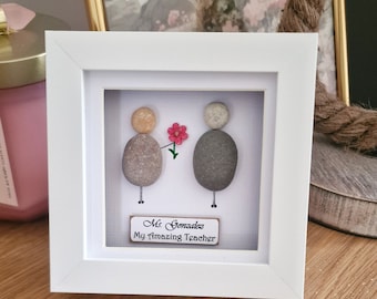 Teacher Gift | Pebble Art Picture  | Personalisation End Of Term School Teacher Gift | Handmade Framed Pebble Art | Teacher Assistant Gift.