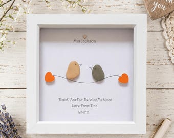 Personalized Teacher Pebble Art Gift, Handmade Thank You Present
