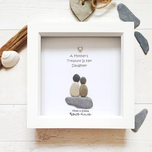 Personalised Gift For Daughter From Mom, Daughter Pebble Frame, Pebble Art Picture, Daughter Birthday Present, Personalised Pebble Art Gift.