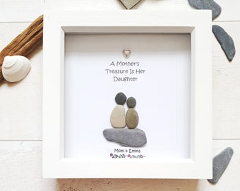 Personalised Gift For Daughter From Mom, Daughter Pebble Frame, Pebble Art Picture, Daughter Birthday Present, Personalised Pebble Art Gift.