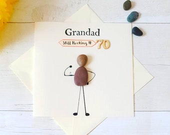 Funny Grandad Birthday Card, Pebble Art card ,Hand stamped Dad Birthday Card, Handmade Art Card, Father's Day Card