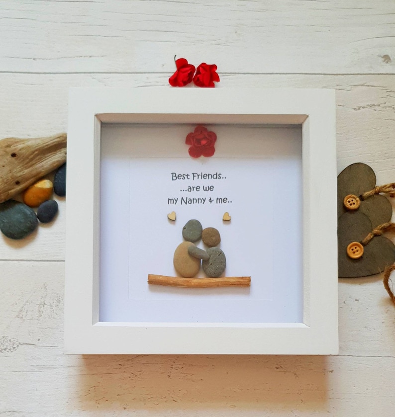Pebble Art Gift For mom,Handmade Wall Art,Thanksgiving Gift For Nan Christmas Gift for nanny Grandma gift Personalised Grandparents Gift