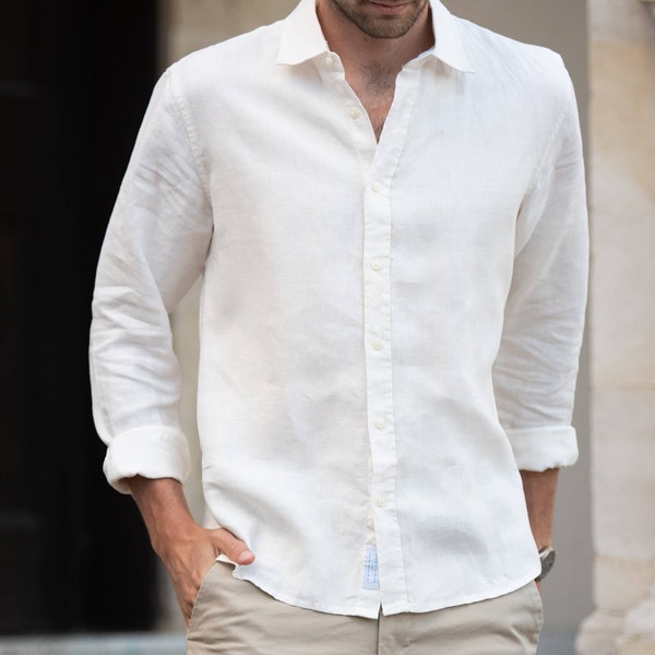 Hanf-Hemd | Off-White Herren Hanf Shirt | 100% Hanfkleidung