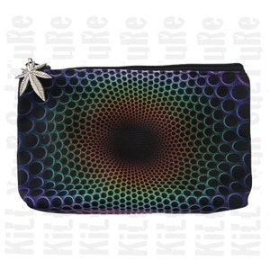 Trippy Stash Bag: Rainbow Vortex Design, Pot Leaf Charm