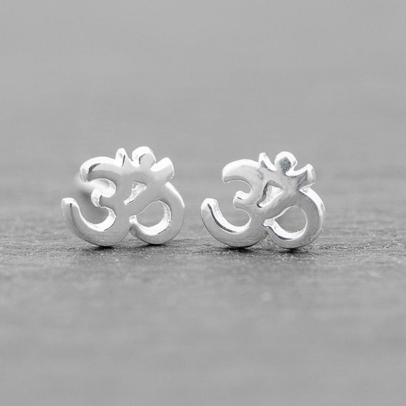 Orecchini a perno in oro rosa Aum Om Ohm per donne adolescenti ragazze argento sterling spirituale yoga Om simbolo orecchini, Argento sterling, Nessuna pietra preziosa