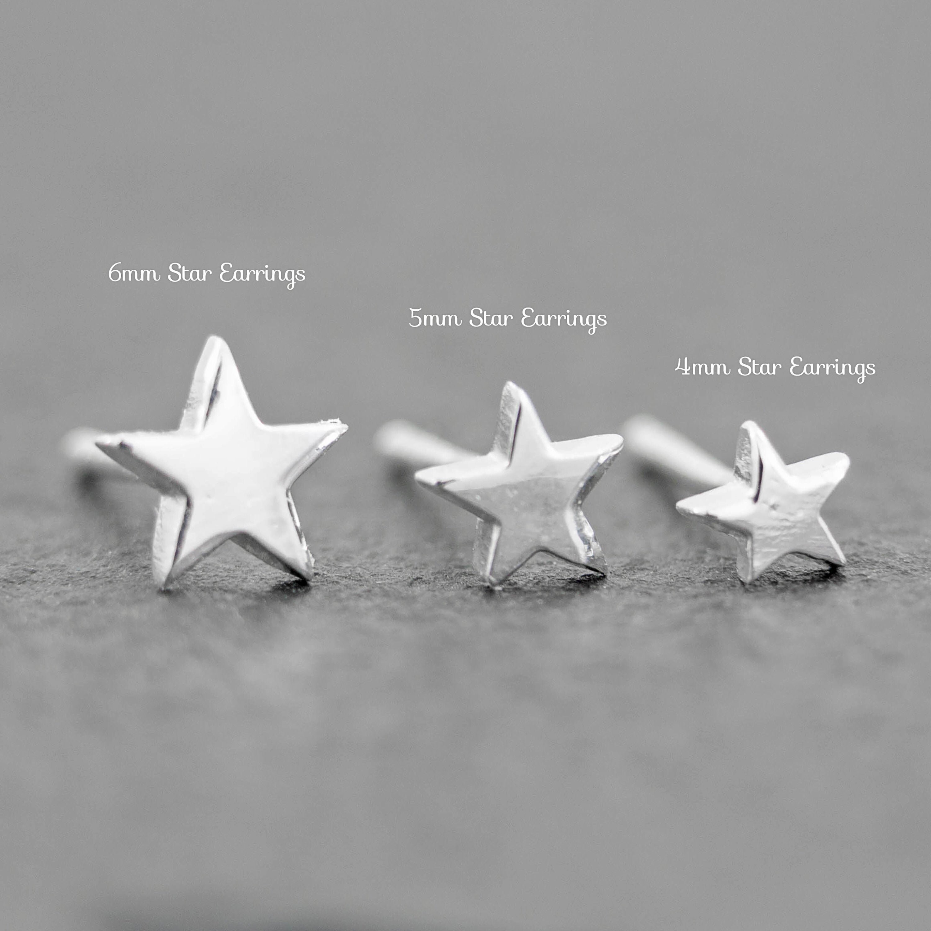 Star Stud Earrings Set 4mm 5mm 6mm Sterling Silver Stud Etsy