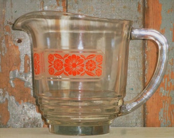 Vintage Glass Jug with Orange Detail