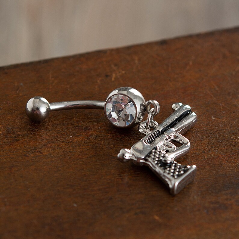 Gun Belly Ring Belly barNavel Piercing RingBelly Button Etsy
