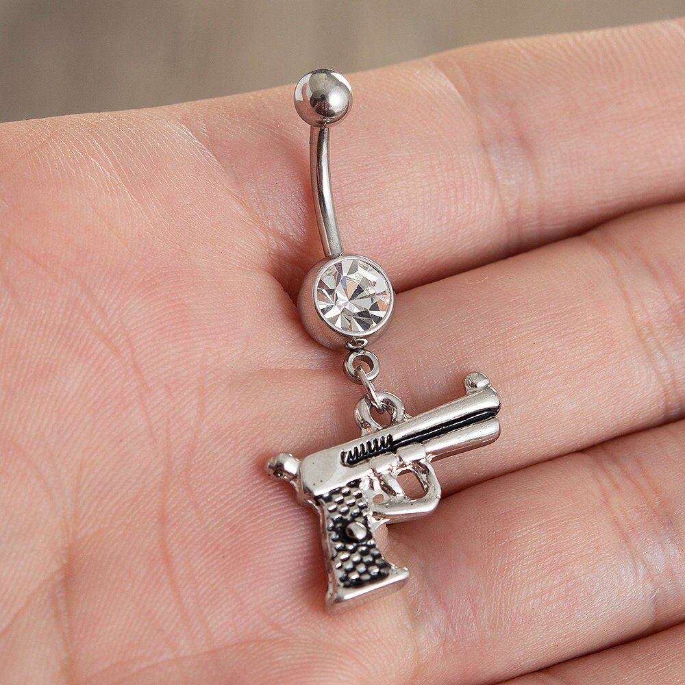 Gun Belly Ring Belly barNavel Piercing RingBelly Button Etsy
