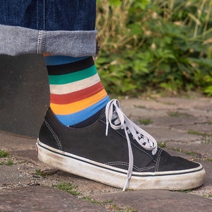 funky striped socks, colorful fun socks, eco friendly cotton socks