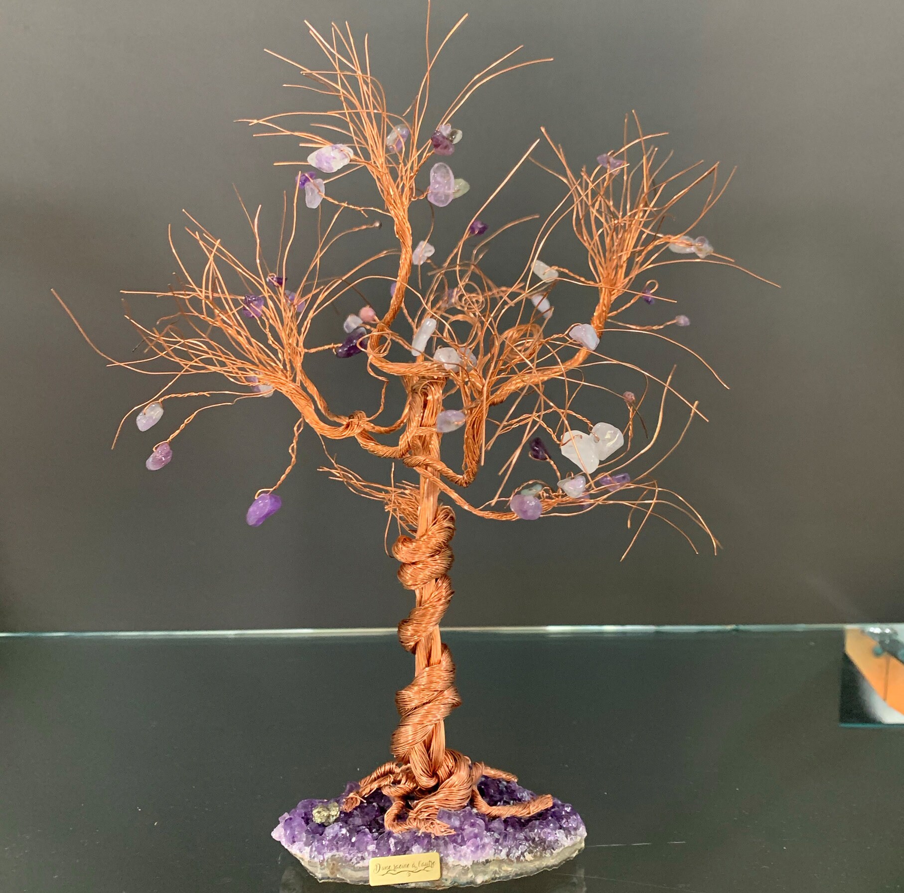 Arbre de Vie en Cuivre - Améthyste sur Druse d'améthyste