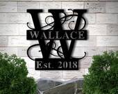 Personalized Family Name Metal Sign, Metal Established Family Sign, Housewarming Gift, Door Hanger, Wedding Gift, Metal Monogram Sign
