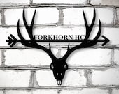 Metal Animal Wall Art Sign, Metal Animal Decor, Deer sign, Family Name Sign, Metal Name Plate, Name Plaque, Front Porch Decor, Porch Sign