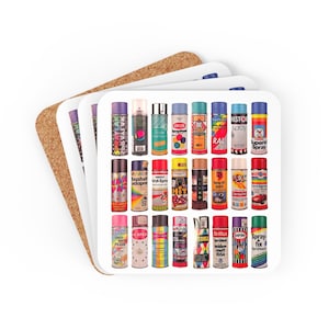 Graffiti Spray Paint Corkwood Coaster Set