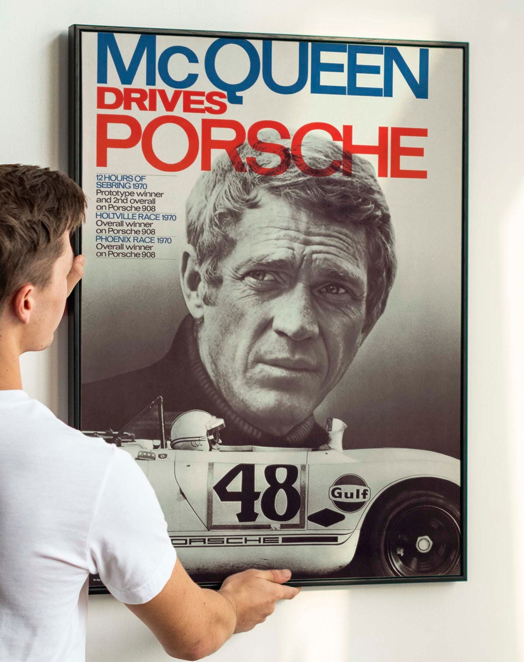 Green certified furniture photo poster steve mcqueen actor le mans race 