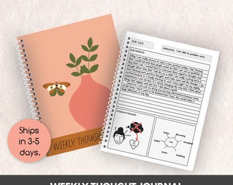 Diario de salud mental: registro semanal de pensamientos, afirmaciones y apoyo terapéutico.
