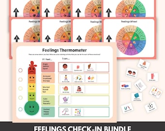 Hoja de trabajo para el registro diario de emociones de los niños / Rastreador de estado de ánimo SEL (descarga en PDF), Rueda de emociones, Pegatinas relajantes