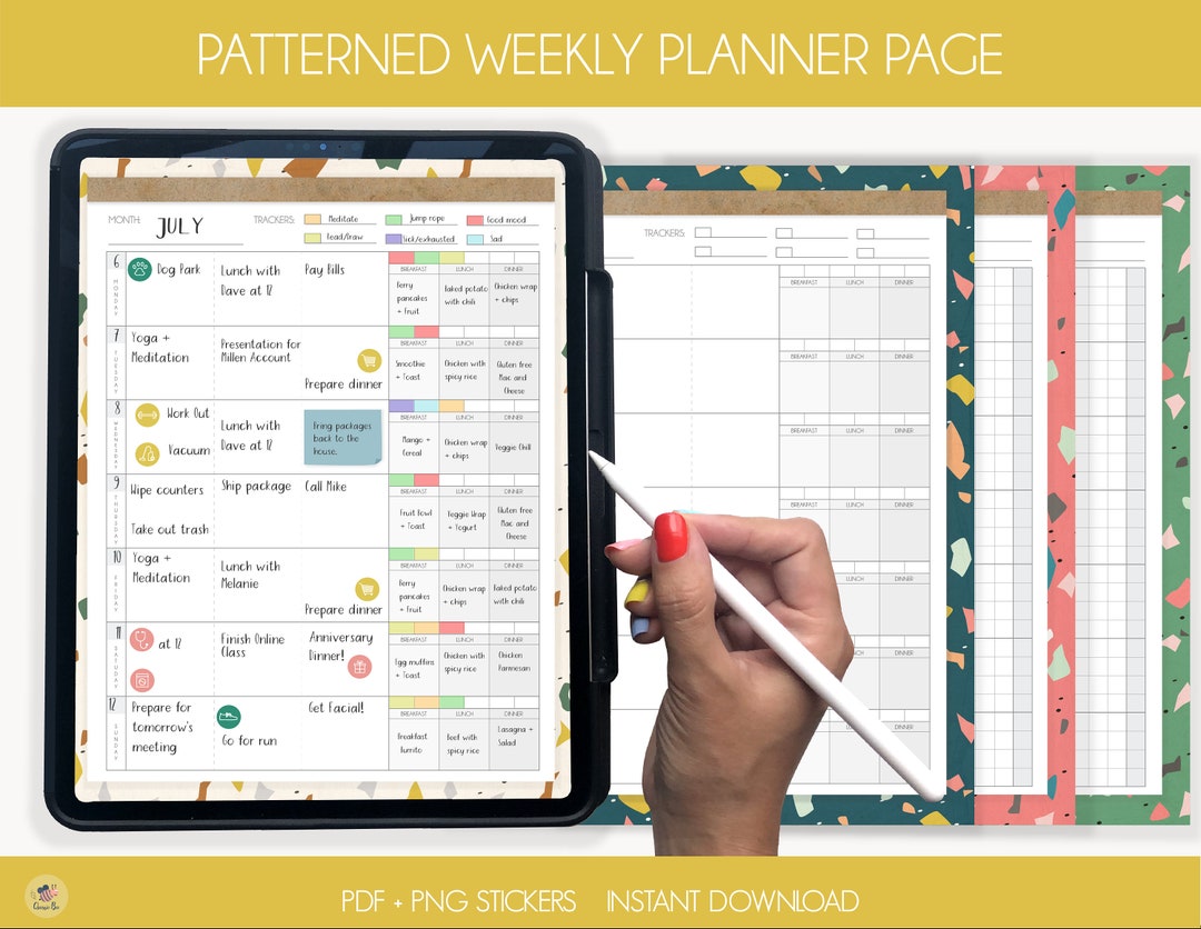 Digital Weekly Planner Page - Digital Notepad - Goodnotes - Notability ...
