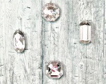 Crystal Jewel Ornament Set: Shatterproof Xmas Decor, Wreath Attachments