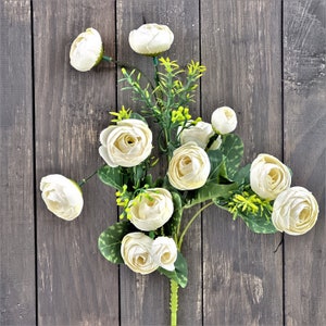 Cream Ranunculus Bush, Vintage Ranunculus Bush, Artificial Ranunculus Bush, Silk Ranunculus, Cream Wedding Decor, Wreath Making Supply