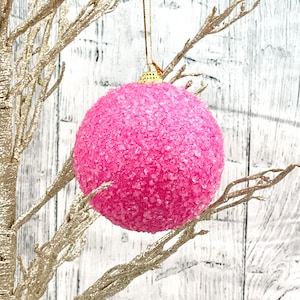 Hot Pink Ornament, Pink Ornament Ball, 4&quot; Pink Glitter Ornament, Pink Ball Ornament, Glitter Valentine Ornament, Valentines Decor