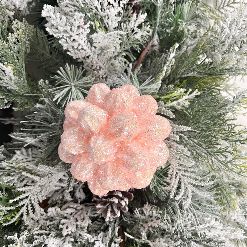 5.5 Elegant Pink Glittered Snowflake Ball Ornament Luxury Holiday Home