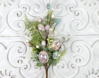 Vintage Pastell Osterei Spray: 18-Zoll-Blumen-Pick