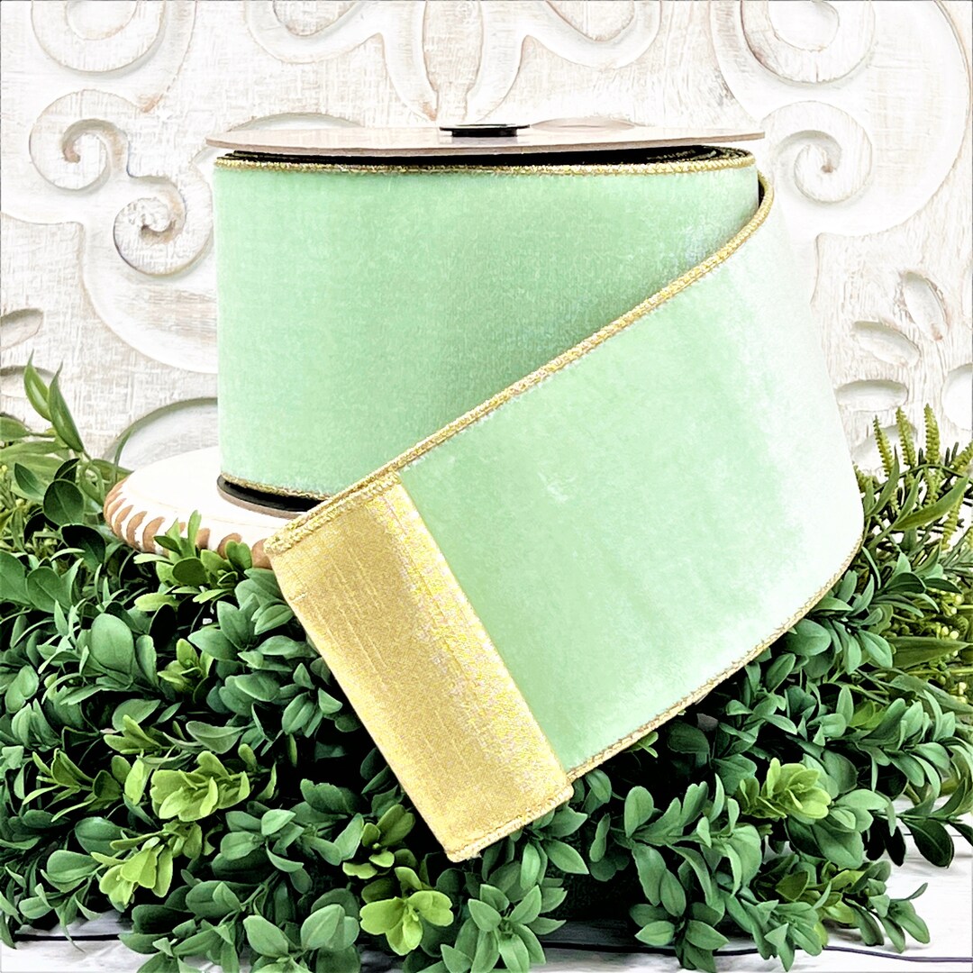 Mint Green Velvet Ribbon Two Sided Velvet Ribbon Green Etsy
