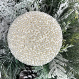 Pearl Glitter Ornament, Jeweled Ornament,  Ivory Holiday Ball, Elegant Tree Ornament, Winter Wedding Decor, Luxury Christmas Bauble