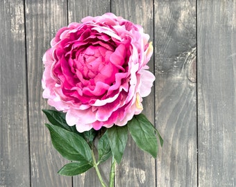 XL Pink Silk Peony Stem - Grand Garden Artificial Flower, 29"