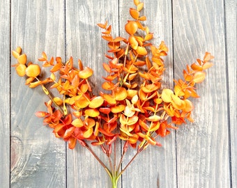 Autumn Orange Eucalyptus Bush: Fall Wedding Wreath Supply