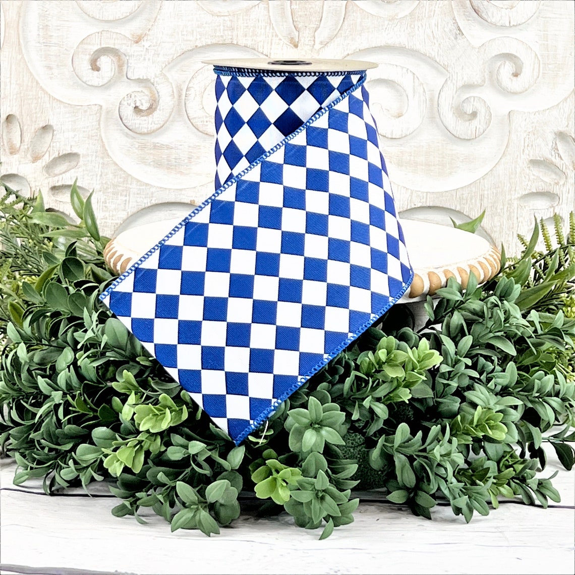 Flowred Ribbon Blue and White Ribbon, Blue and White Flowered Ribbon, Royal Blue ...