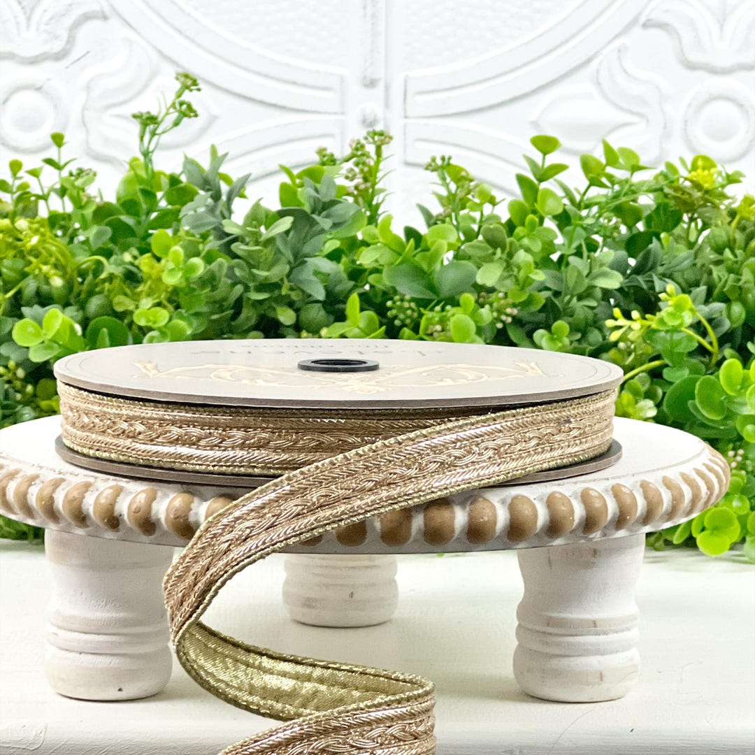 D Stevens Metallic Gold Braid Ribbon, Gold Trim Ribbon, Neutral ...