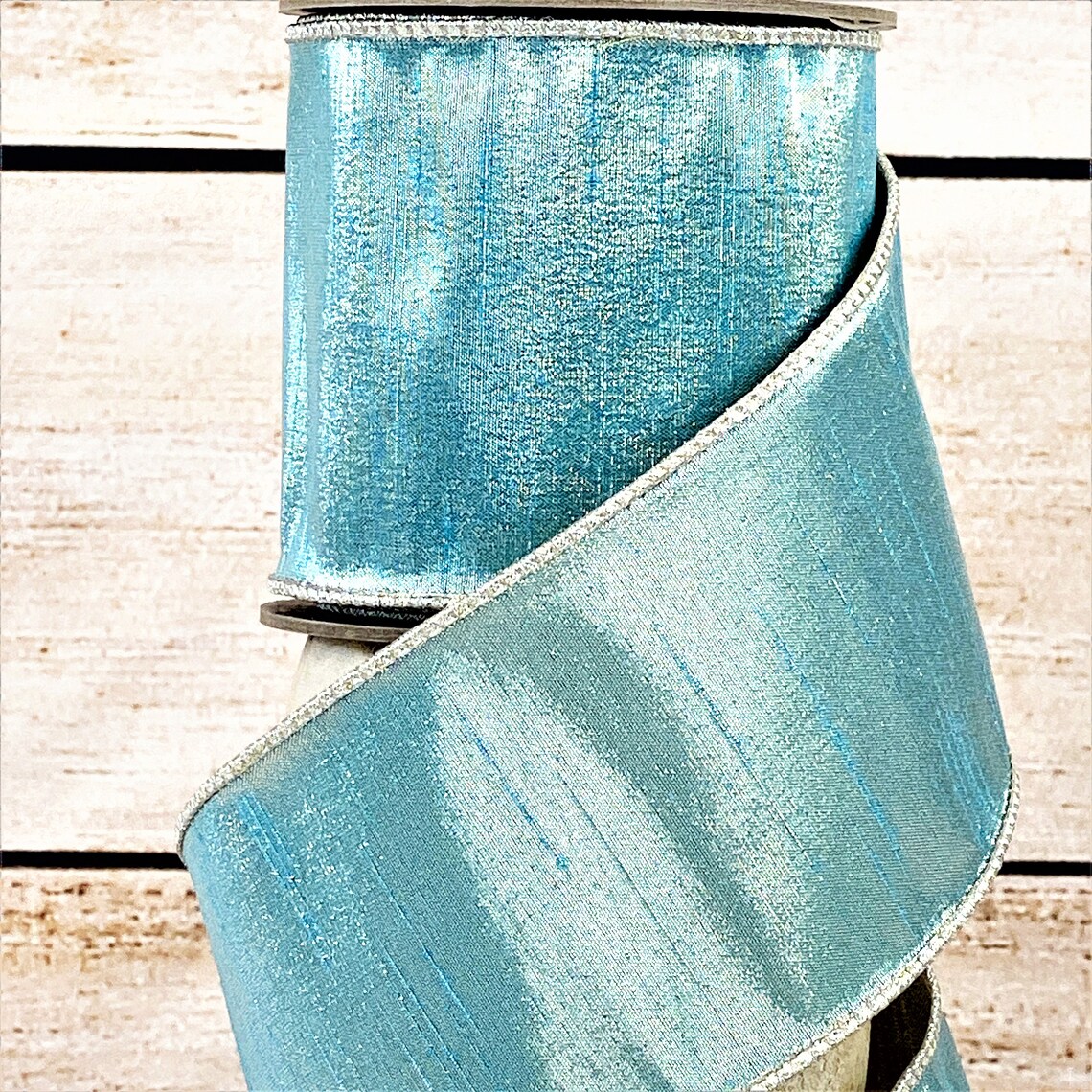 Light Blue Ribbon Platinum Ribbon Christmas Ribbon Two Tone Etsy