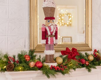 Handmade 34" Peppermint Sprinkles Nutcracker: Candy Christmas Decor