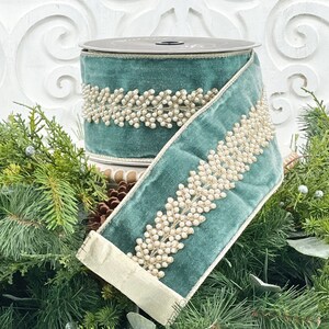 Jeweled Velvet Ribbon, Celadon Velvet Ribbon, Blue Velvet Ribbon ...