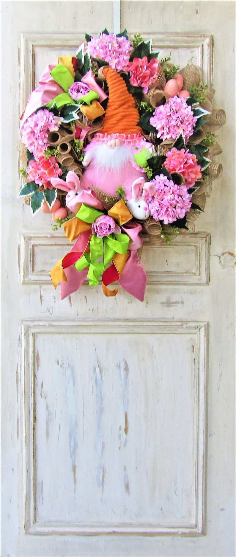 Spring Gnome Wreath for Front Door Large Gnome Wreath Spring Etsy