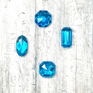 Jewel Ornament Set, Blue Jewel Ornaments, Gem Ornaments, Acrylic Jewel Ornament Set, Farrisilk Ornament, Wreath Attachments, Blue Xmas Decor