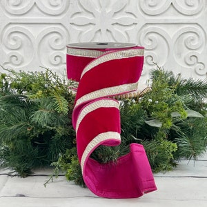 Hot Pink Velvet Ribbon, Jeweled Velvet Ribbon, Pink Velvet Ribbon, Valentines Ribbon, Farrisilk Ribbon, Jewel Trim Ribbon,