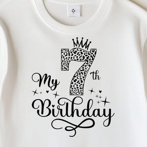 Mein 7. Geburtstag SVG, Sieben Jahre altes Geburtstagskind svg, 7 Geburtstag Leopard svg, 7 Jahre alt Happy Birthday svg, Dxf, PNG, Schneidedateien