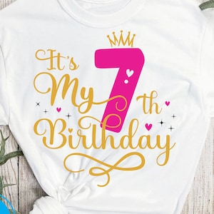 It's My 7e verjaardag SVG - zevenjarige verjaardag meisje svg, mijn 7e verjaardag Svg, 7 jaar oude gelukkige verjaardag snijden silhouetbestanden