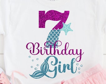 Girls Birthday Shirt 7 | Etsy